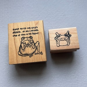 Rubber Stamp Frog Vintage Wood Mounted Stamp Set from Remarkables!