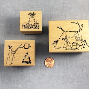 Little Ladies Camping Rubber Stamp Set