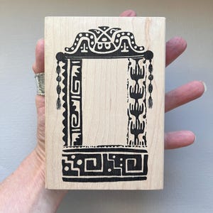 Rubber Stamp Vintage Carved Frame Pattern from Stamp in the Hand