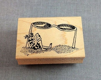 Little Lady with Sunglasses Rubber Stamp