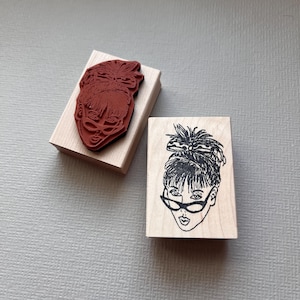 Sassy Sally Lady Face Rubber Stamp