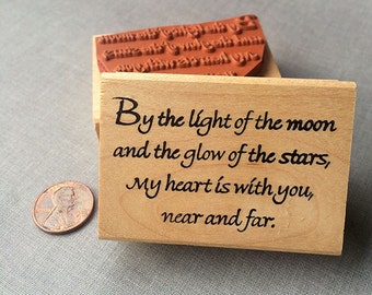 By the Light of the moon Saying Rubber Stamp