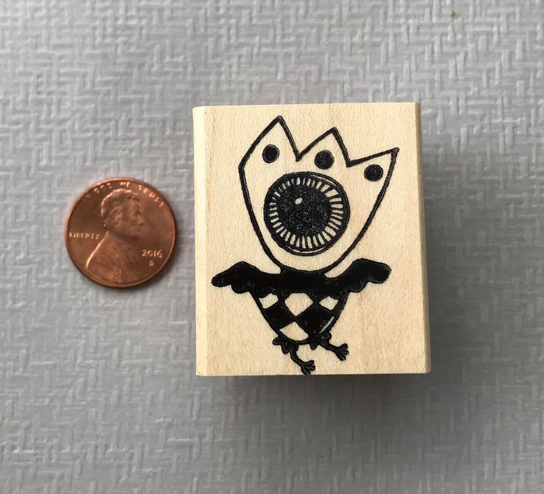 One Eyed Bird Rubber Stamp