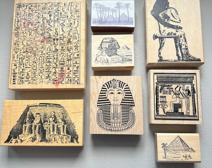 Vintage Egyptian Pyramids, Pharaoh, Sphinx Wood Mounted Rubber Stamps ...