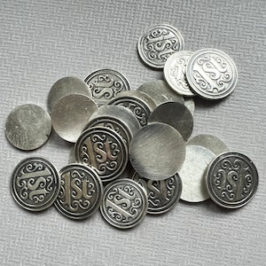 Metal Tokens with 1st Engraved for Mix Media Projects a set of 12 Tokens