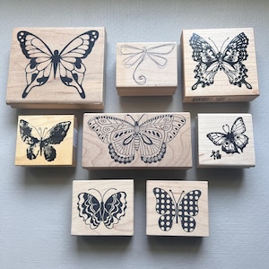 Rubber Stamps Butterflies and Dragonfly Wood Mounted Stamps