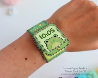 Bastelvorlage für Kinder: Papier-Smartwatch selber machen, niedliches Tiermotiv, sofortiger PDF-Download, 2 Versionen, Mitgebsel für Geburtstagsfeiern, Aktivität für den Unterricht