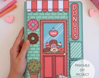 Donut Shop Printable Play Set, Pretend Play Paper Doll, Bakery Dramatic Play Kids Craft, Printable Toy Instant Download, Paper Toy
