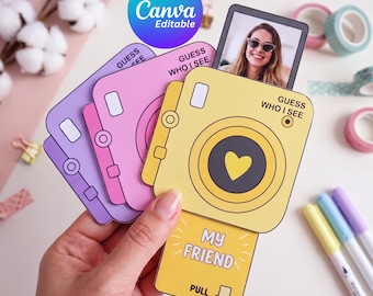 Vorlage für eine ausziehbare Fotokarte zum Ausdrucken, bearbeitbare Canva-Geschenkvorlage, DIY-Polaroidkarte, personalisiertes Geschenk zum Muttertag und für die beste Freundin