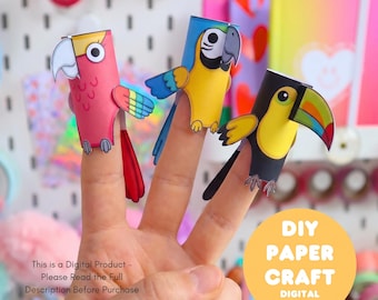Fingerpuppen mit Vögeln zum Ausdrucken (PDF) | Bastelvorlage für Kinder | Vogelbastelaktivität | Für Vorschule und Kindergarten | Sofort-Download
