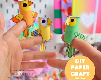 Fingerpuppen mit Vögeln zum Ausdrucken (PDF) | Bastelvorlage für Kinder | Vogelbastelaktivität | Für Vorschule und Kindergarten | Sofort-Download