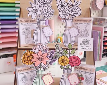 Bastelidee: Blumenstrauß selber machen | Bastelset für Kinder (zum Ausdrucken) | Bastelvorlage für Babypartys | Bastelidee für den Unterricht | Malvorlage für Blumen