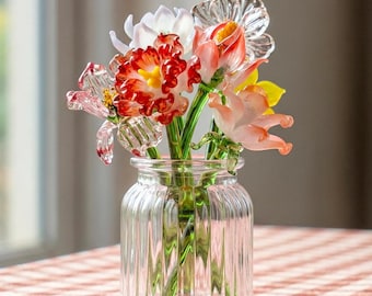 Hand Blown Glass Birth Month Flower, Personalized Birth Flower Gift for Her, Unique Gift for Mom, Meaningful Floral Keepsake Home Decor
