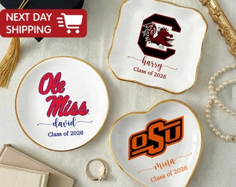 Personalised University College Graduation Gift Ring Dish, Trinket Keepsake, Decor High School, Custom Acceptance Gift, Class of 2026 Gifts