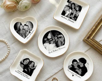 Bandeja de cerámica personalizada con foto para mejores amigas: bandeja para joyas, regalo de Galentine, regalo de cumpleaños para amigas.
