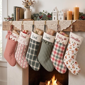 Personalized Christmas Stocking: With Name Embroidery, Bow, Ruffle Cuff, and Lace Options