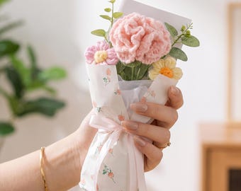 Regalo de agradecimiento para profesores, flores de ganchillo hechas a mano, pequeño ramo tejido, gracias profesor, recuerdo de agradecimiento para profesores