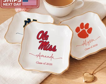 Personalised University College Graduation Gift Ring Dish, Trinket Keepsake, Decor High School, Custom Acceptance Gift, Class of 2026 Gifts
