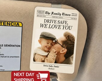 Clip personalizado para visera de coche "Dad Times Drive Safe", clip para visera "Daddy We Love You", regalo del Día del Padre para él, decoración personalizada para el coche del marido