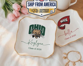 Personalised University College Graduation Gift Ring Dish, Trinket Keepsake, Decor High School, Custom Acceptance Gift, Class of 2026 Gifts