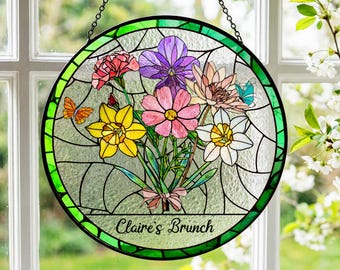 Atrapasueños de flores con inicial de nacimiento personalizadas, regalo para abuela, regalo para el Día de la Madre, regalo para el mes de nacimiento de la abuela.