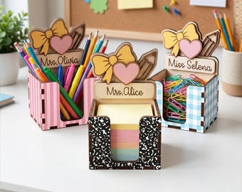 Soporte personalizado para notas adhesivas para profesores: Soporte para bloc de notas con el nombre del profesor, Regalos de agradecimiento para profesores, Regalo para profesores