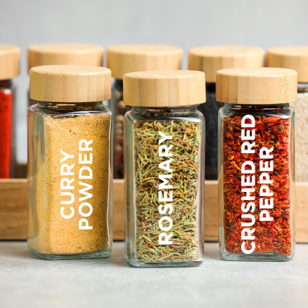 30 Seasoning Container Labels With Customizations Available ...