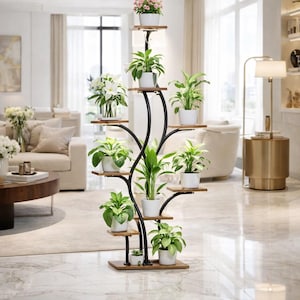 64.5" Tall Plant Stand with Grow Lights – 9 Tier Tree Shape Indoor Shelf