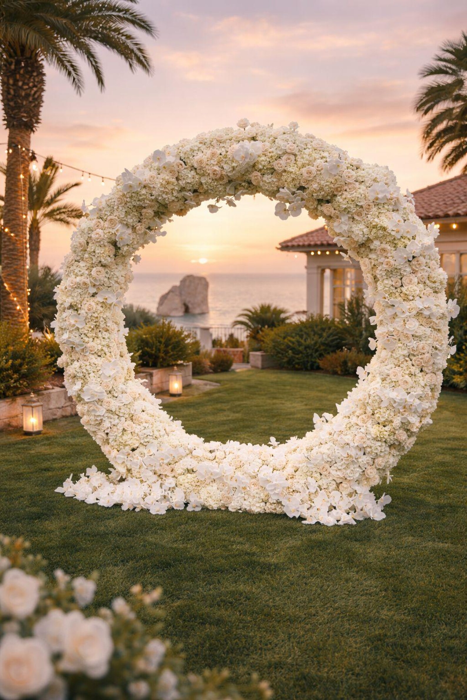 Round Event Backdrop Stand | Gold & Black Circle Frame for Weddings ...