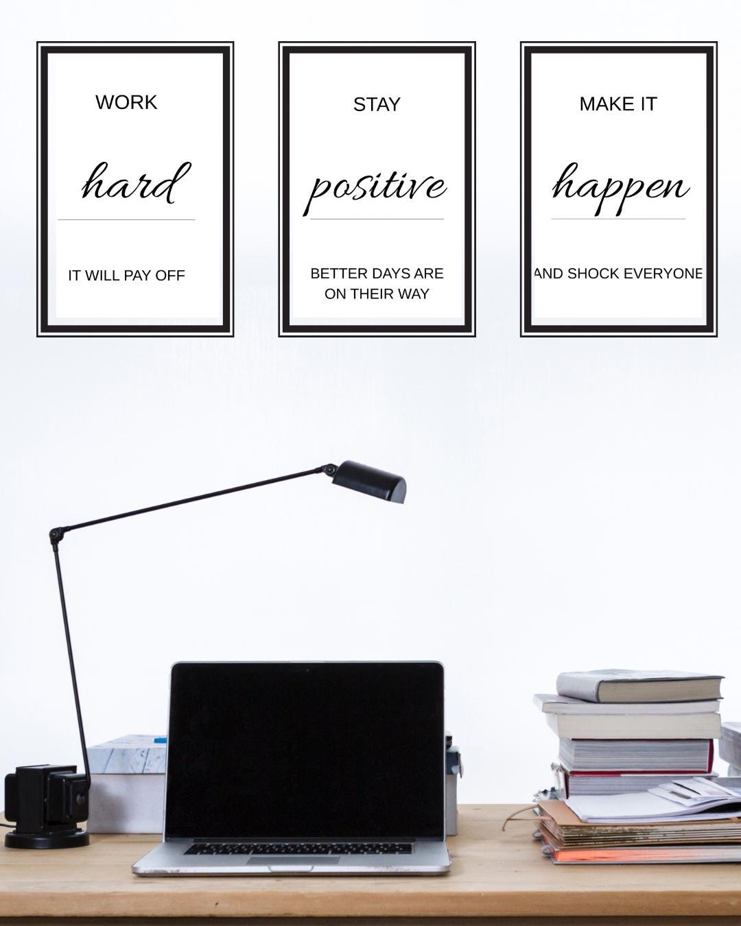 Office Wall Art Set of 3 Printable, Motivational Quotes Poster ...