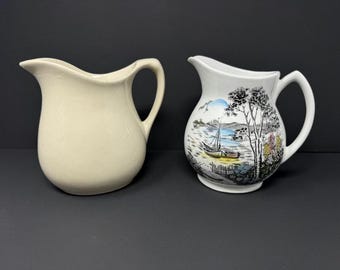 Set da lattiera vintage W.H. Grindley Holiday – Brocca in ceramica inglese con decorazione a trasferimento + lattiera in stile rustico – Decorazione per la cucina in stile cottage