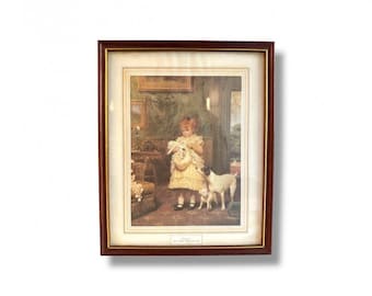 Vintage Charles Burton Barber “Puppy Love” Victorian Cottage Framed Print
