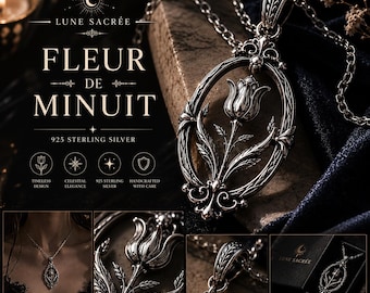 Fleur de Minuit Tulip Pendant Necklace | 925 Sterling Silver Floral Jewelry
