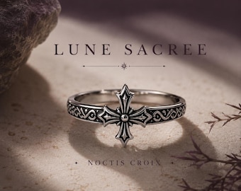 Noctis Croix Ring | Gothic Cross Ring in 925 Sterling Silver | Medieval Dark Jewelry