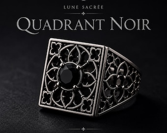 Gothic Cathedral Sterling Silver Ring with Black Zircon – Handmade Statement Jewelry