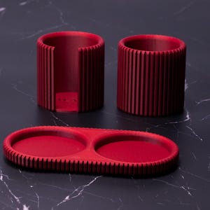 Brick Red 2-Cup Bathroom Organizer Set