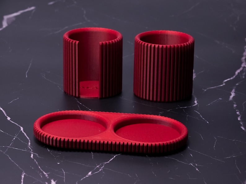 Brick Red 2-Cup Bathroom Organizer Set