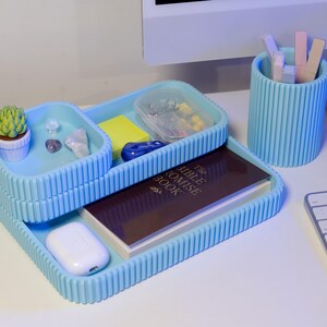 Conjunto de organizadores apilables modernos, organizador de escritorio y tocador para el hogar, organizador de escritorio minimalista y elegante.