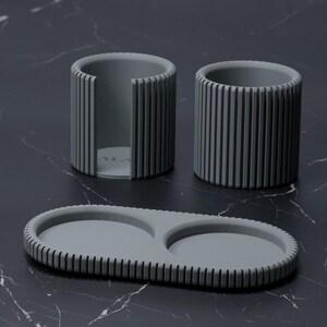 Ashen Concrete 2-Cup Bathroom Organizer Set