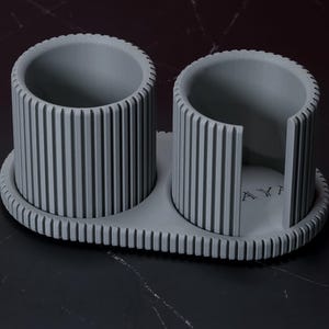 Ashen Concrete 2-Cup Bathroom Organizer Set