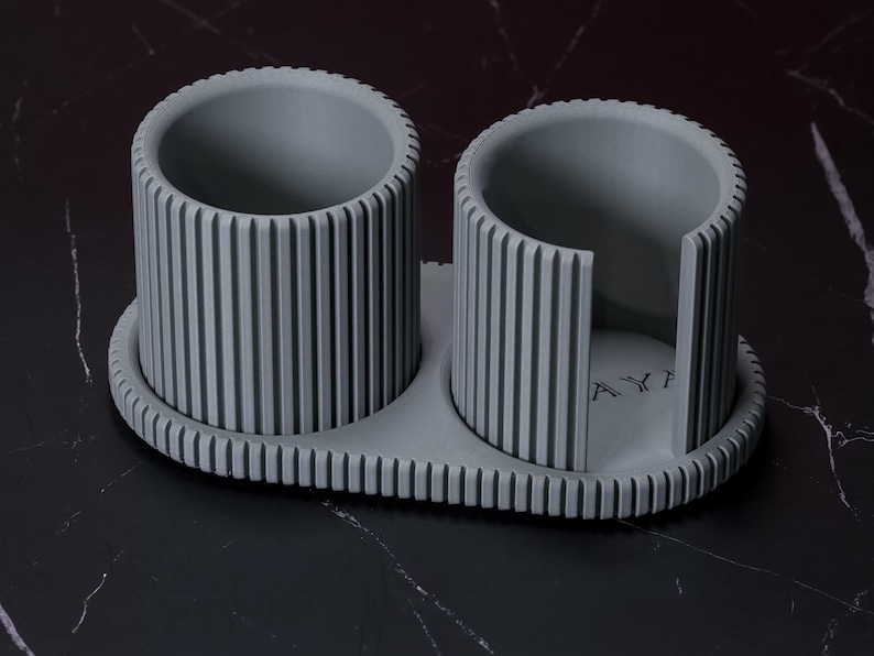 Ashen Concrete 2-Cup Bathroom Organizer Set
