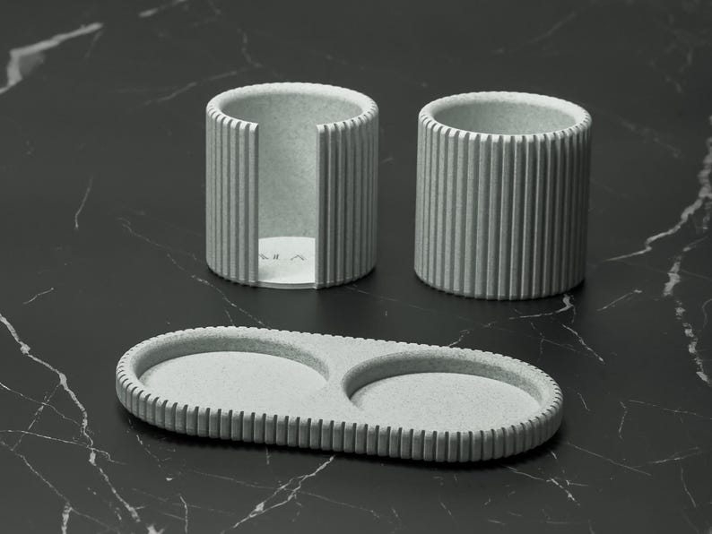 Forest Green 2-Cup Bathroom Organizer Set