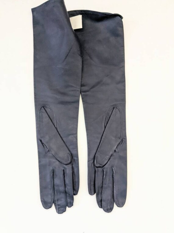 Vintage Long Navy Blue  Merille Gloves Made in Fr… - image 8
