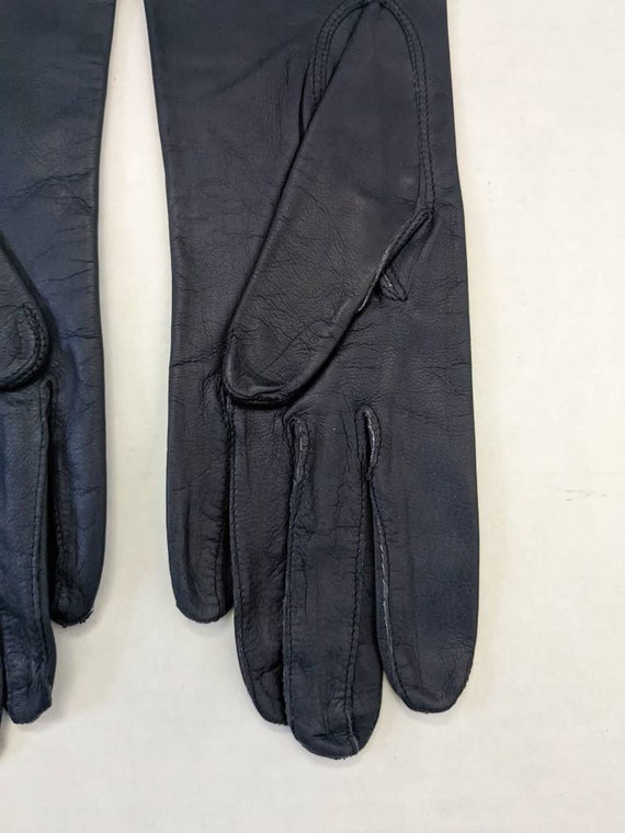 Vintage Long Navy Blue  Merille Gloves Made in Fr… - image 5