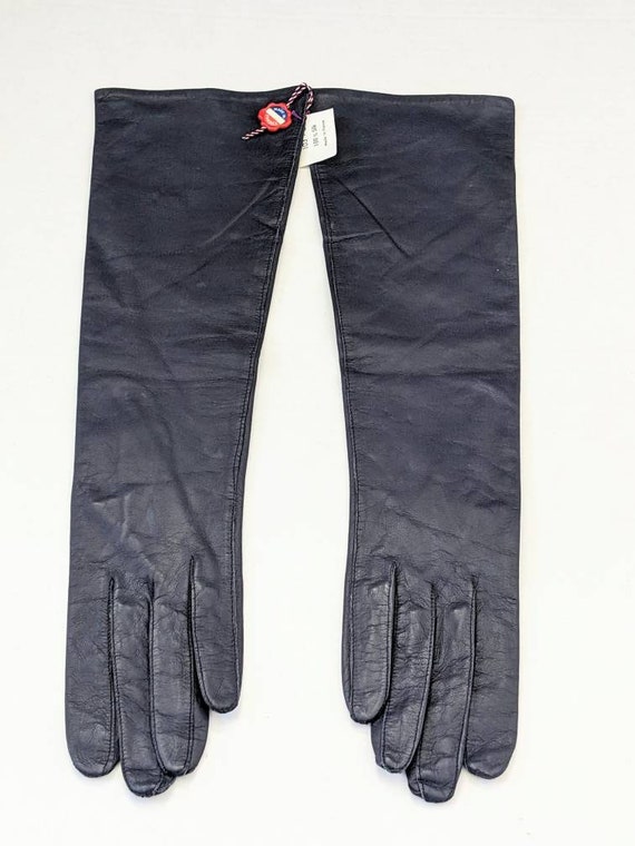 Vintage Long Navy Blue  Merille Gloves Made in Fr… - image 6