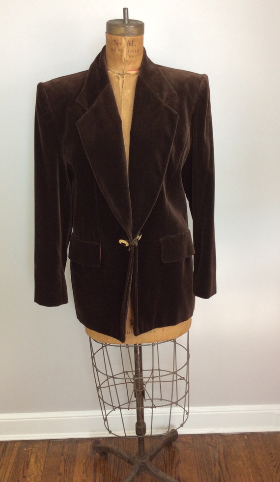 Vintage 80s Brown Velvet Blazer Jacket Guy Laroche