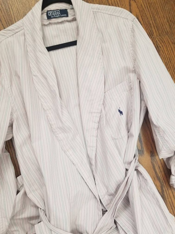 80s robe Ralph Lauren Polo Pink Striped Cotton Wr… - image 7