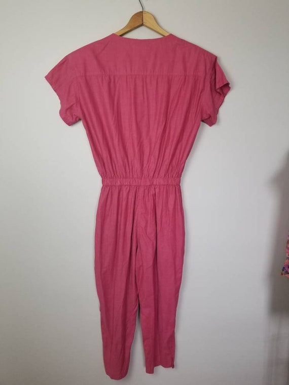 90s jumpsuit DVF Cotton Blend Raspberry Pink Jump… - image 4