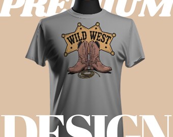 Diseño de camiseta con estampado artístico de botas de vaquero (descarga digital)