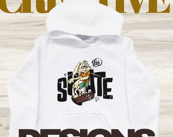 Diseño de camiseta de Skate Bunny, arte urbano, gráfico personalizado imprimible (descarga digital)